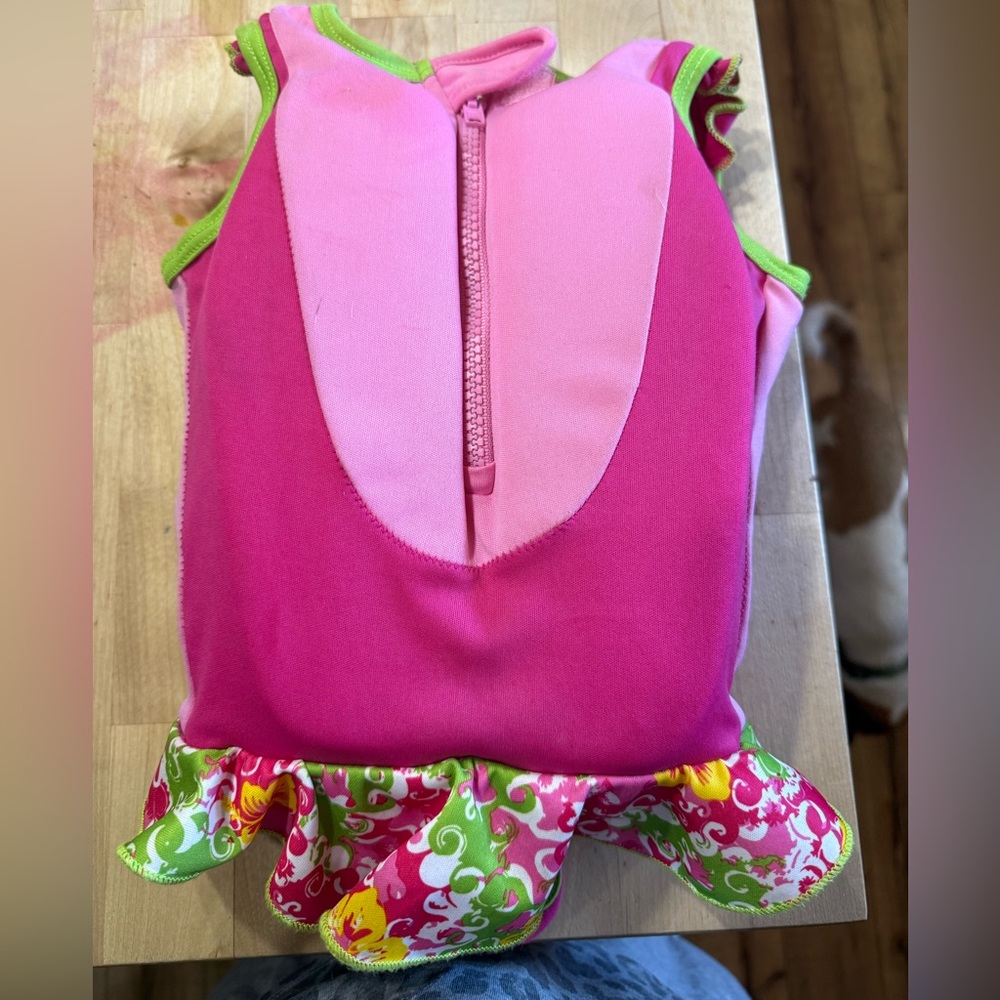 Vibrant Pink and Green Life Jacket
